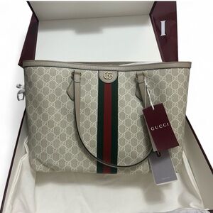 Gucci Ophidia tote shopping bag size medium cream color